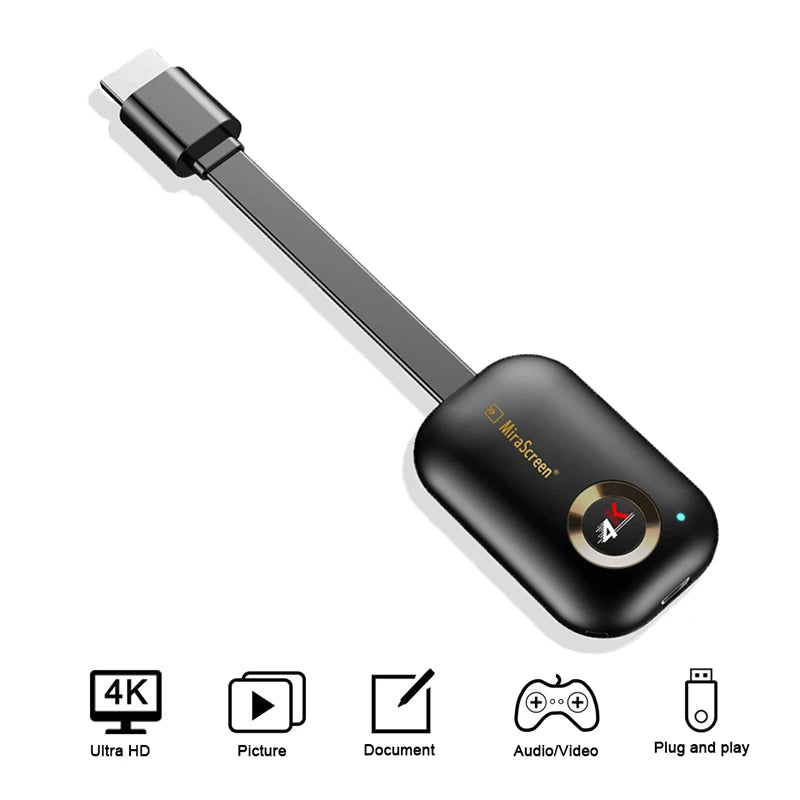 Mirascreen G9 plus 2.4G/5G 4K Wireless H.265 HD Wifi Display Dongle for Miracast Airplay DLNA TV Stick for for Android IOS to TV